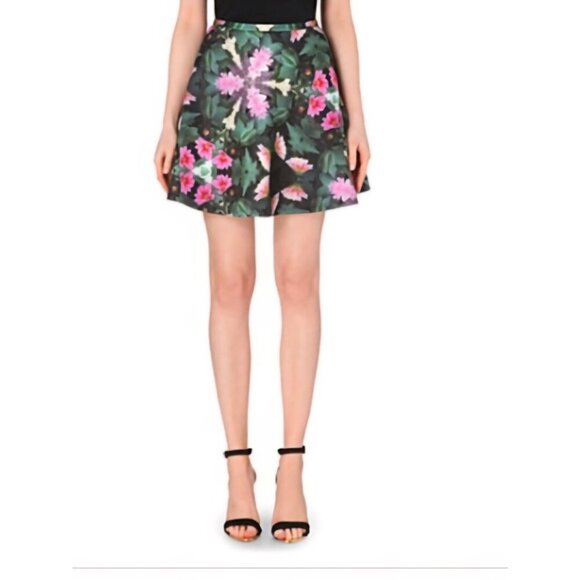 Ted Baker London Floral A-Line Mini Skirt With Zipper Closure Size 4US - Picture 1 of 8